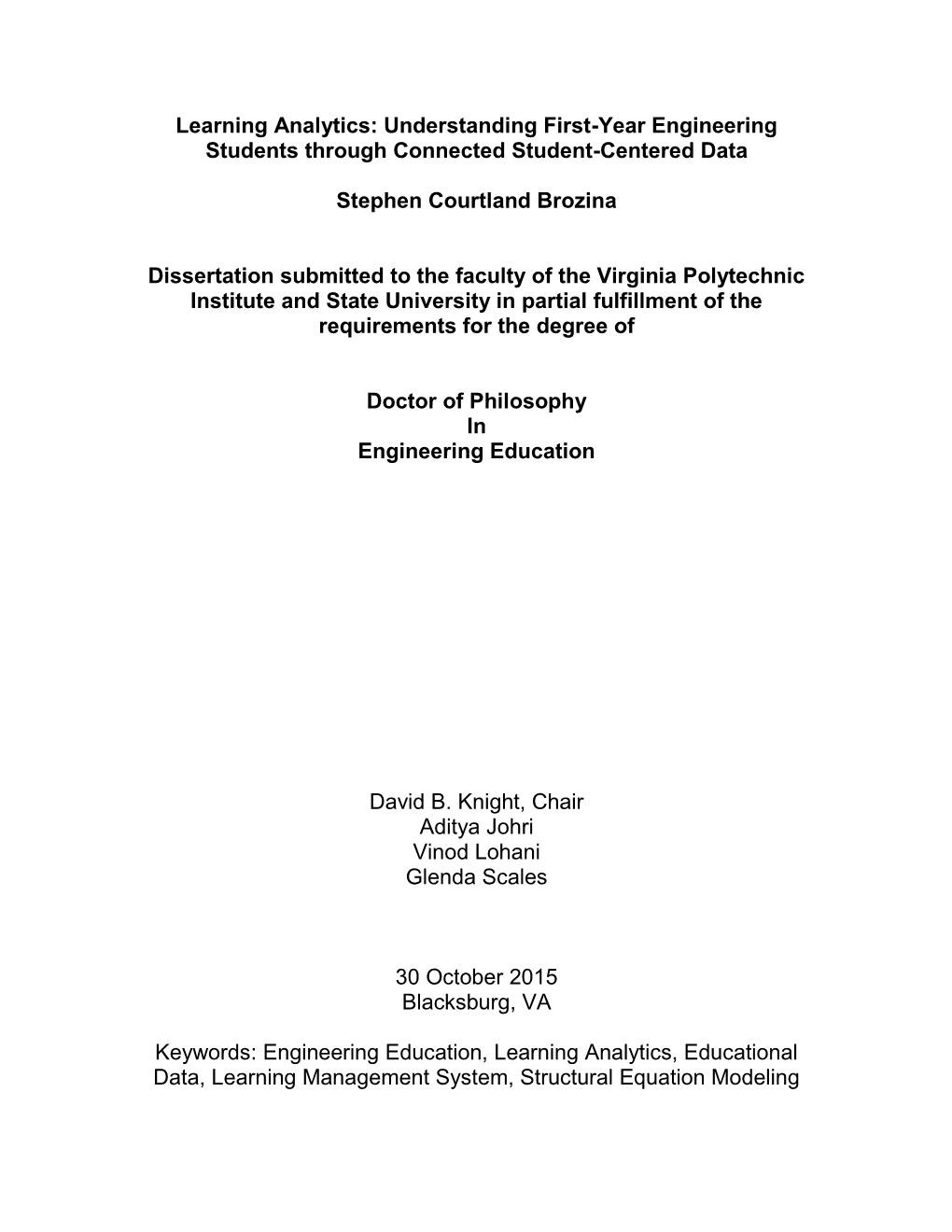 Learning Analytics: Understanding First-Year Engineering Students Through Connected Student-Centered Data