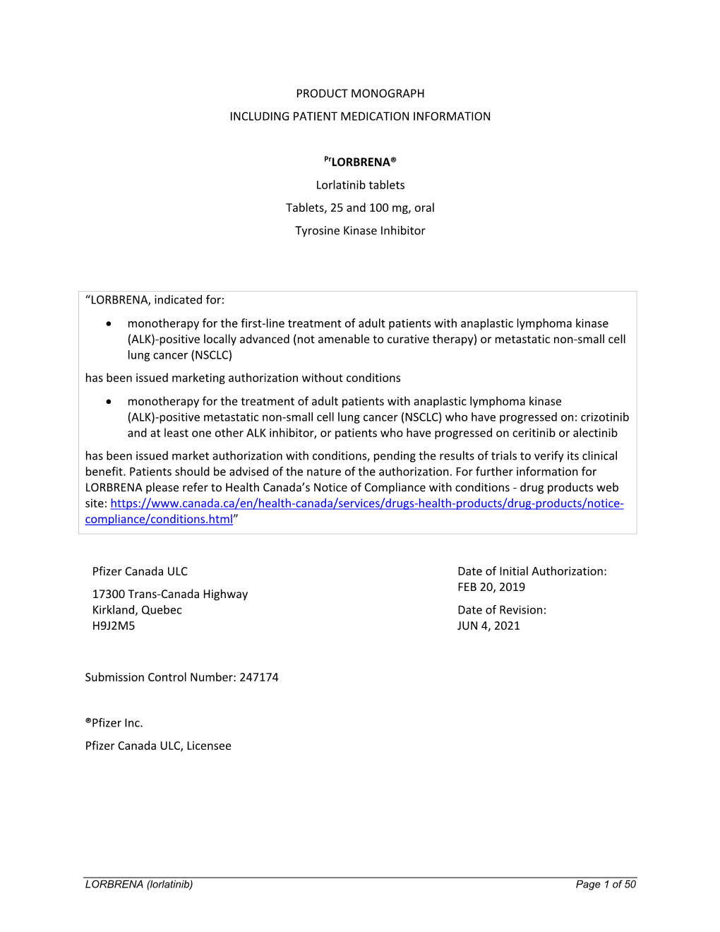 Product Monograph Including Patient Medication Information