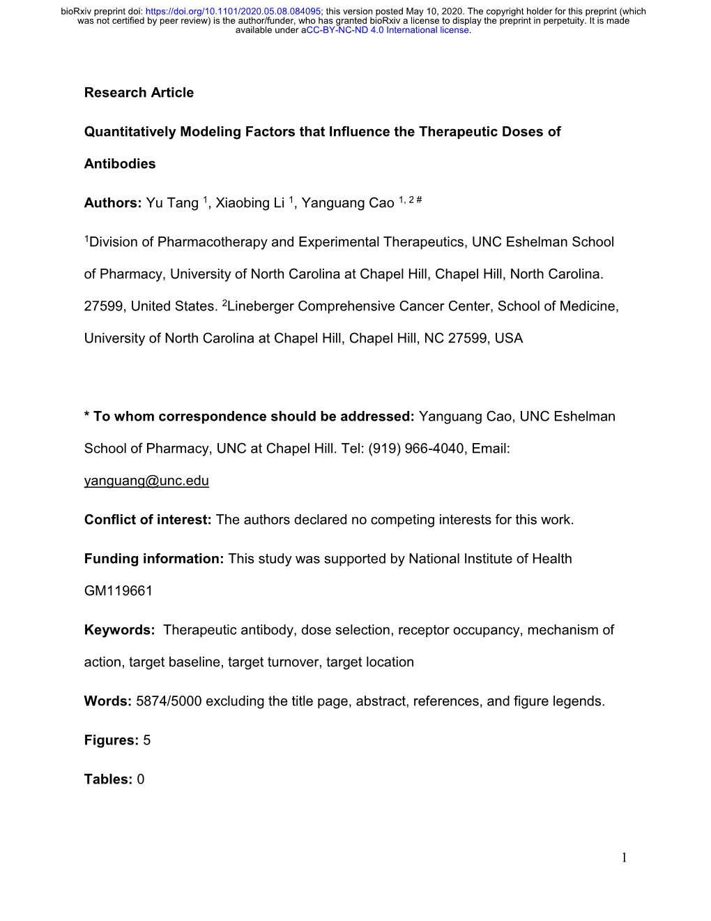 Quantitatively Modeling Factors That Influence the Therapeutic Doses Of