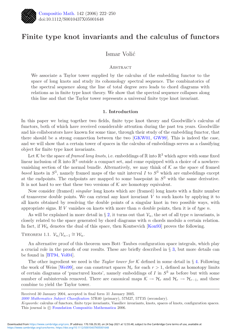 Finite Type Knot Invariants and the Calculus of Functors