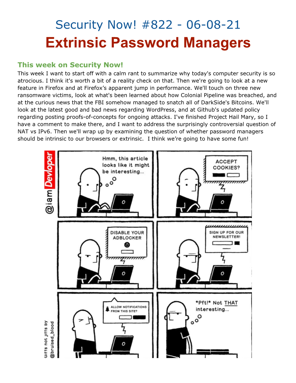 Security Now! #822 - 06-08-21 Extrinsic Password Managers