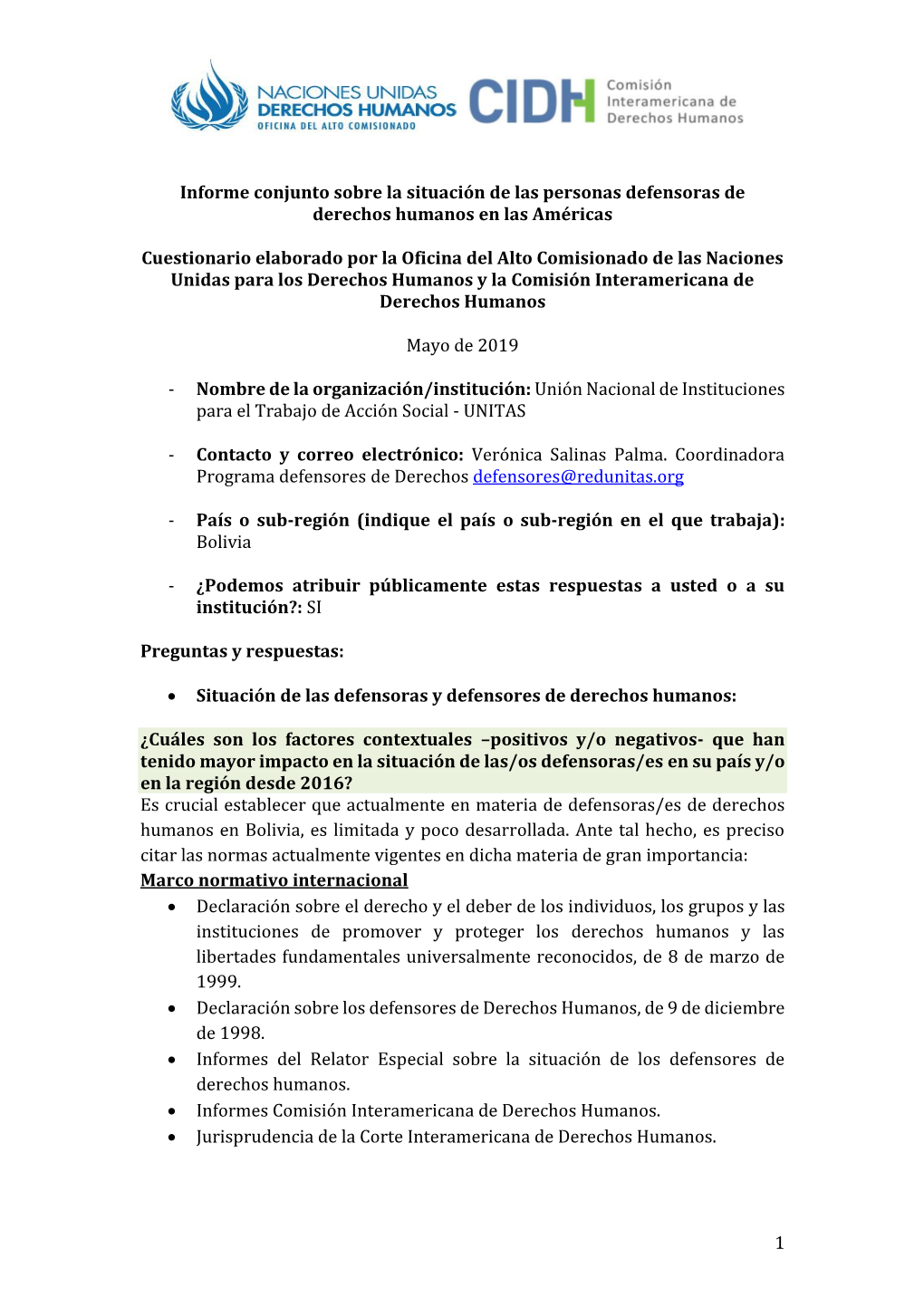 1 Informe Conjunto Sobre La Situación De Las Personas Defensoras De