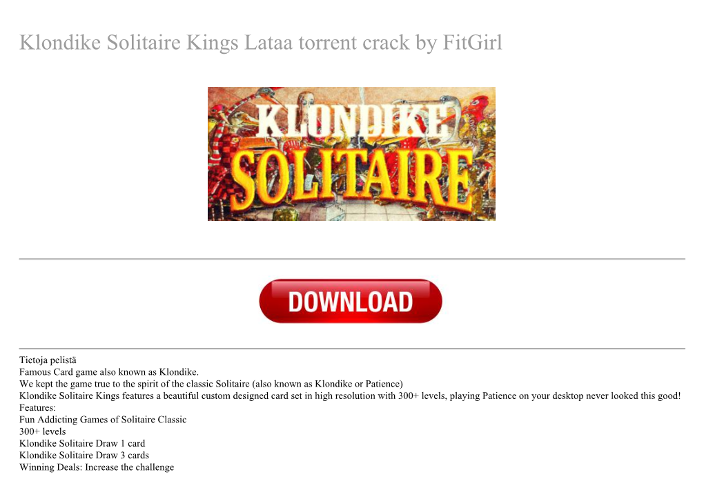 Klondike Solitaire Kings Lataa Torrent Crack by Fitgirl