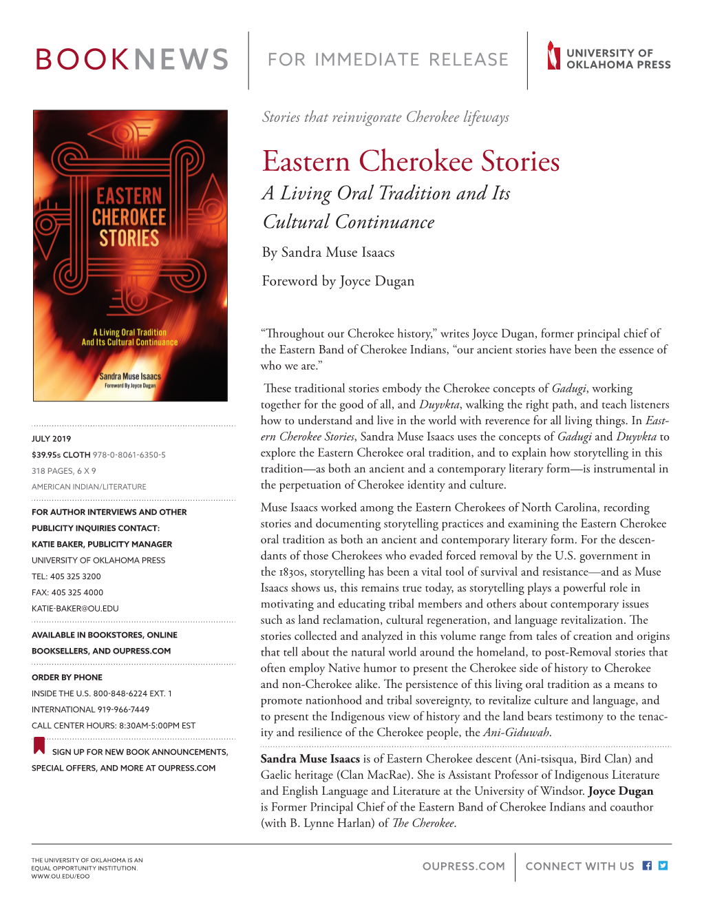Eastern Cherokee Stories a Living Oral Tradition and Its Cultural Continuance
