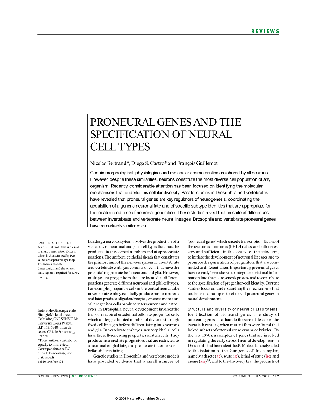 Proneural Genes and the Specification of Neural Cell Types