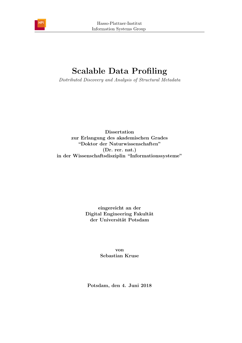 Scalable Data Profiling