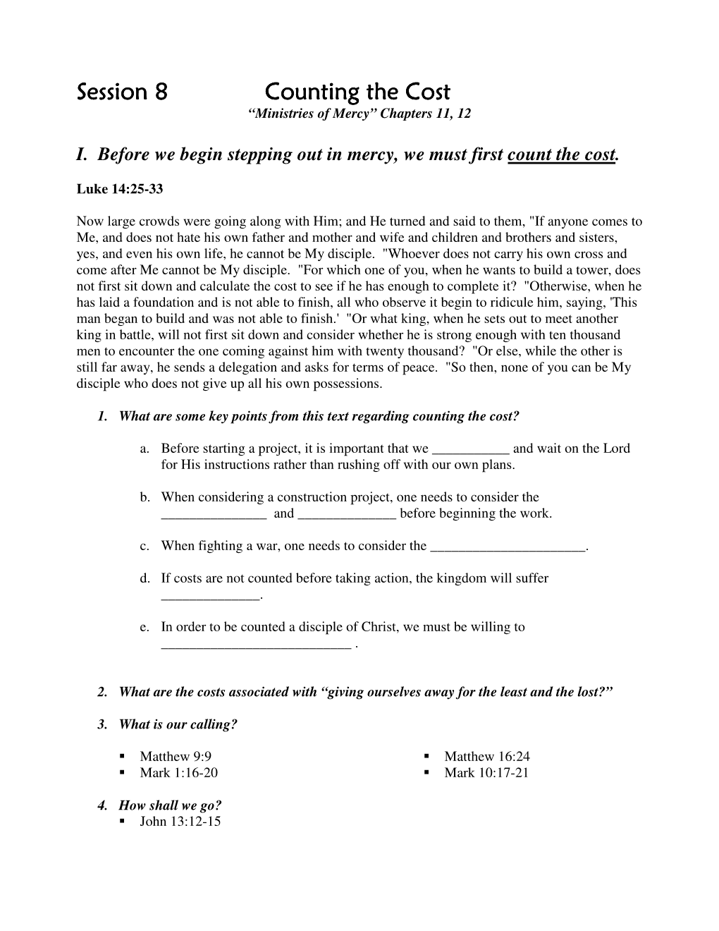 Session 8 Counting the Cost Session 8 Counting the Cost Session 8 Counting the Cost Session 8 Counting the Cost