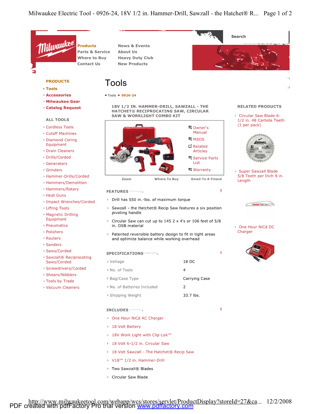 Page 1 of 2 Milwaukee Electric Tool