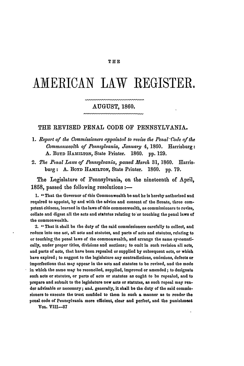 The Revised Penal Code of Pennsylvania