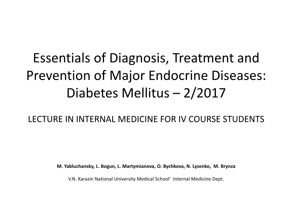 Diabetes Mellitus – 2/2017