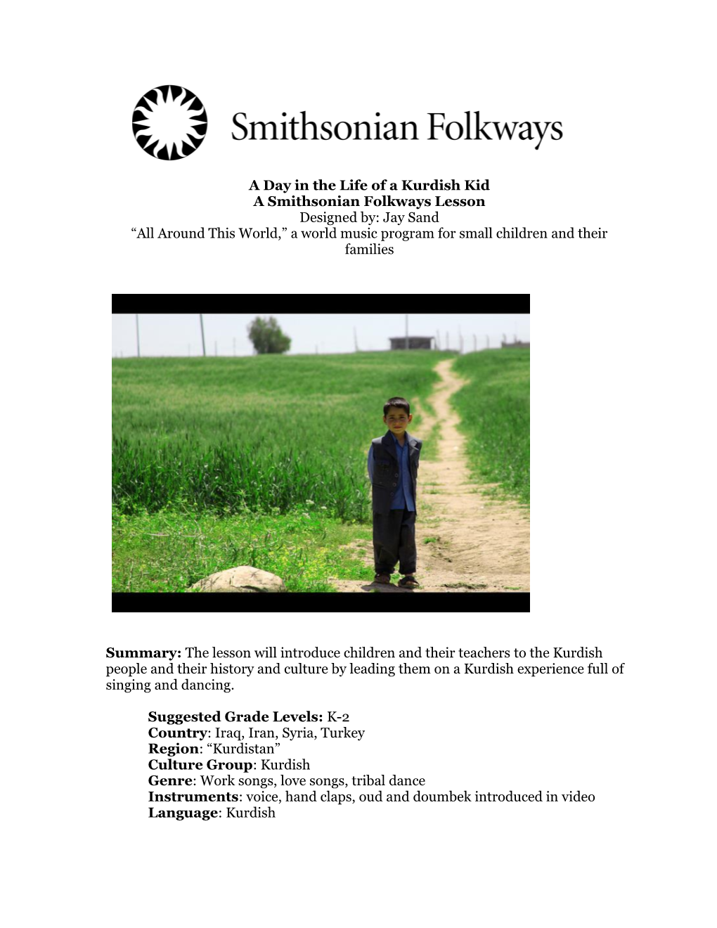 A Day in the Life of a Kurdish Kid a Smithsonian Folkways Lesson