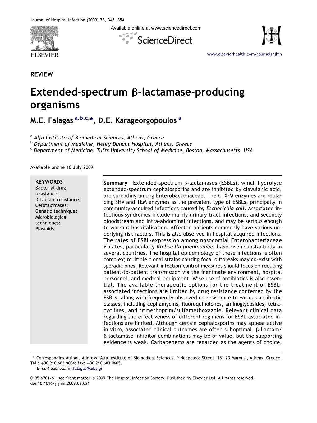 Lactamase-Producing Organisms M.E