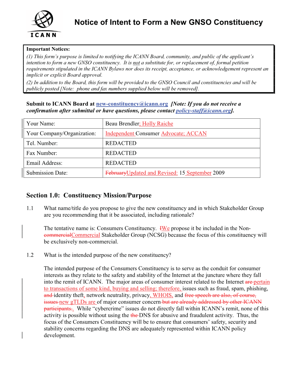 Email for New Constituency Inquiries