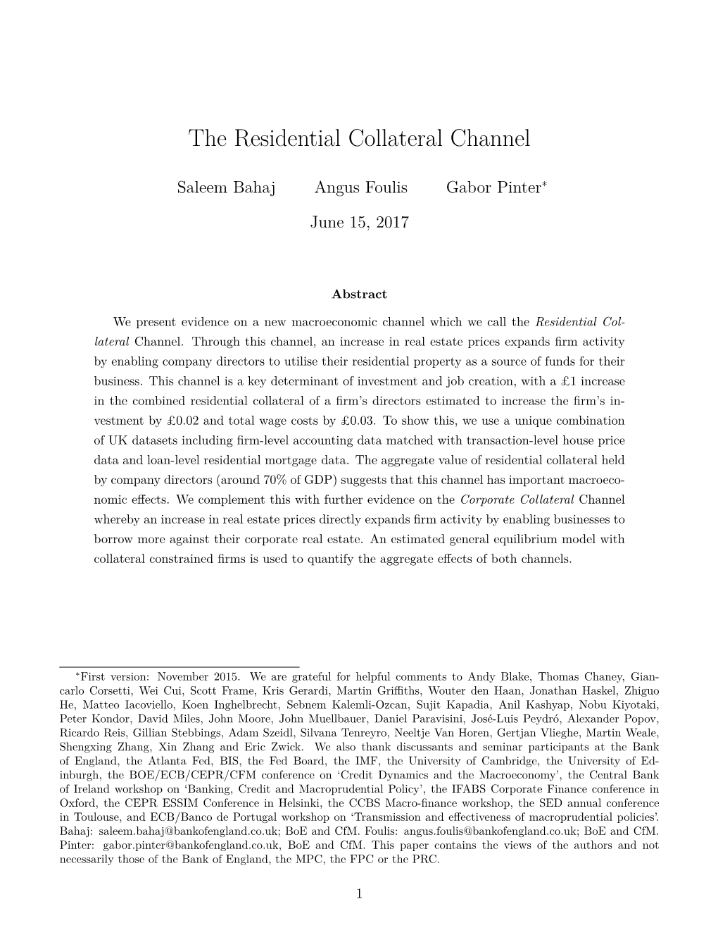 The Residential Collateral Channel