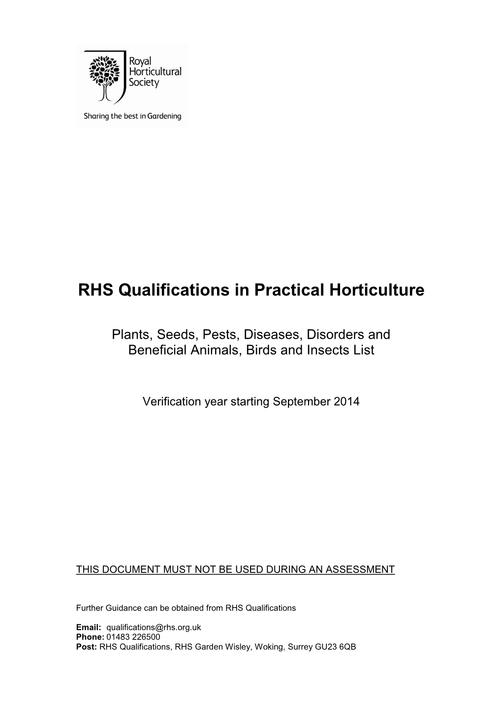 RHS Qualifications in Practical Horticulture