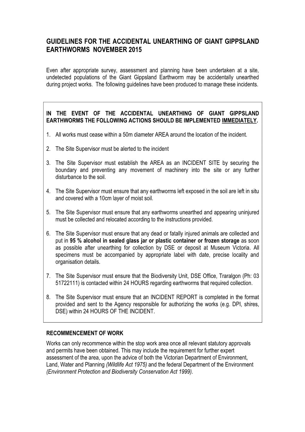 Contingency Guide for Post Planning Discovery of Giant