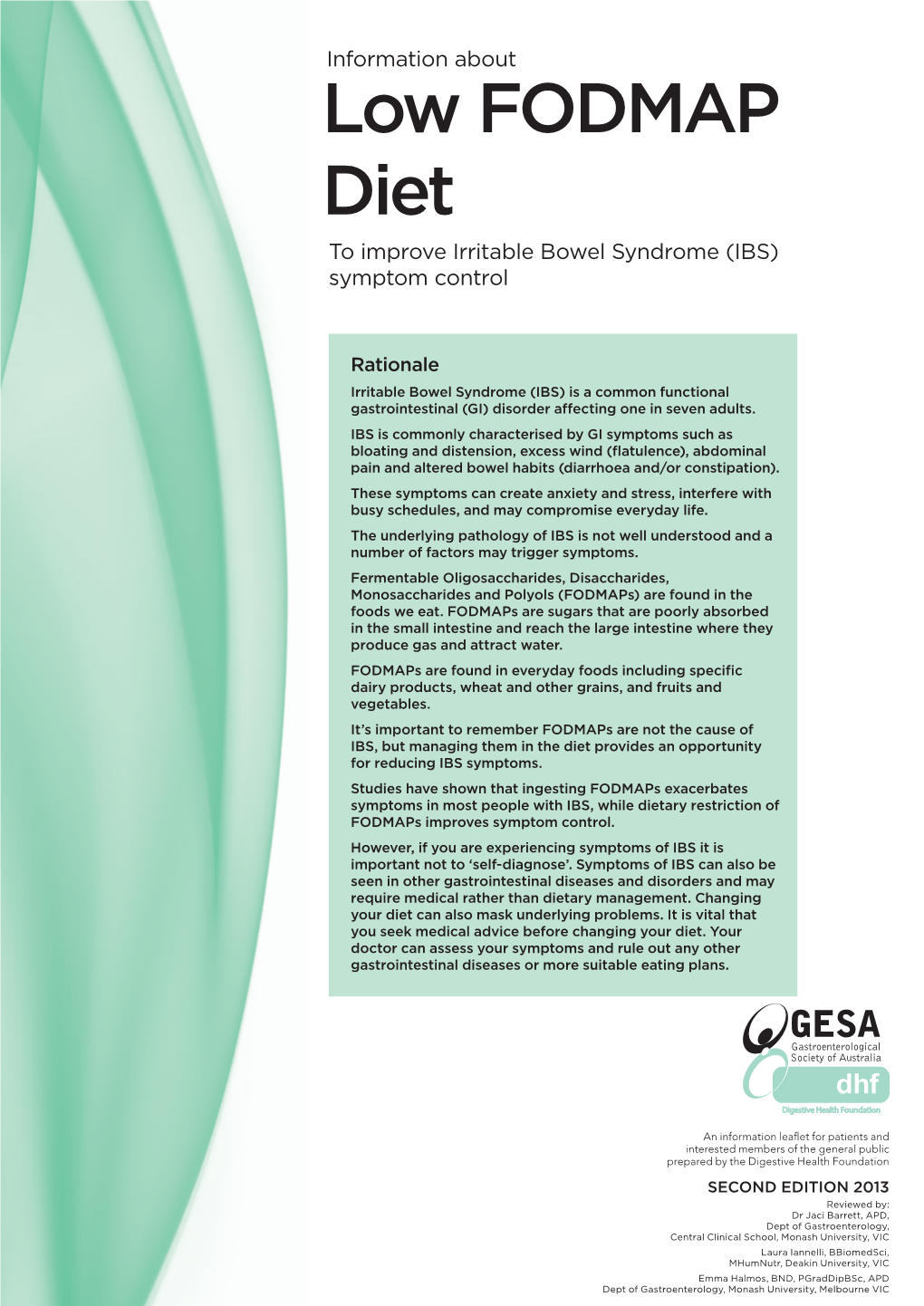 Low FODMAP Diet to Improve Irritable Bowel Syndrome (IBS) Symptom Control