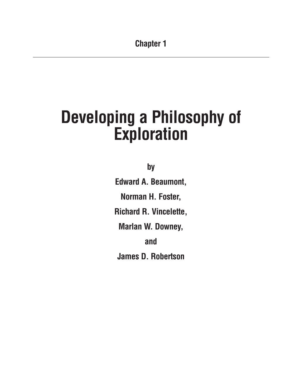 Chapter 1: Developing a Philosophy of Exploration