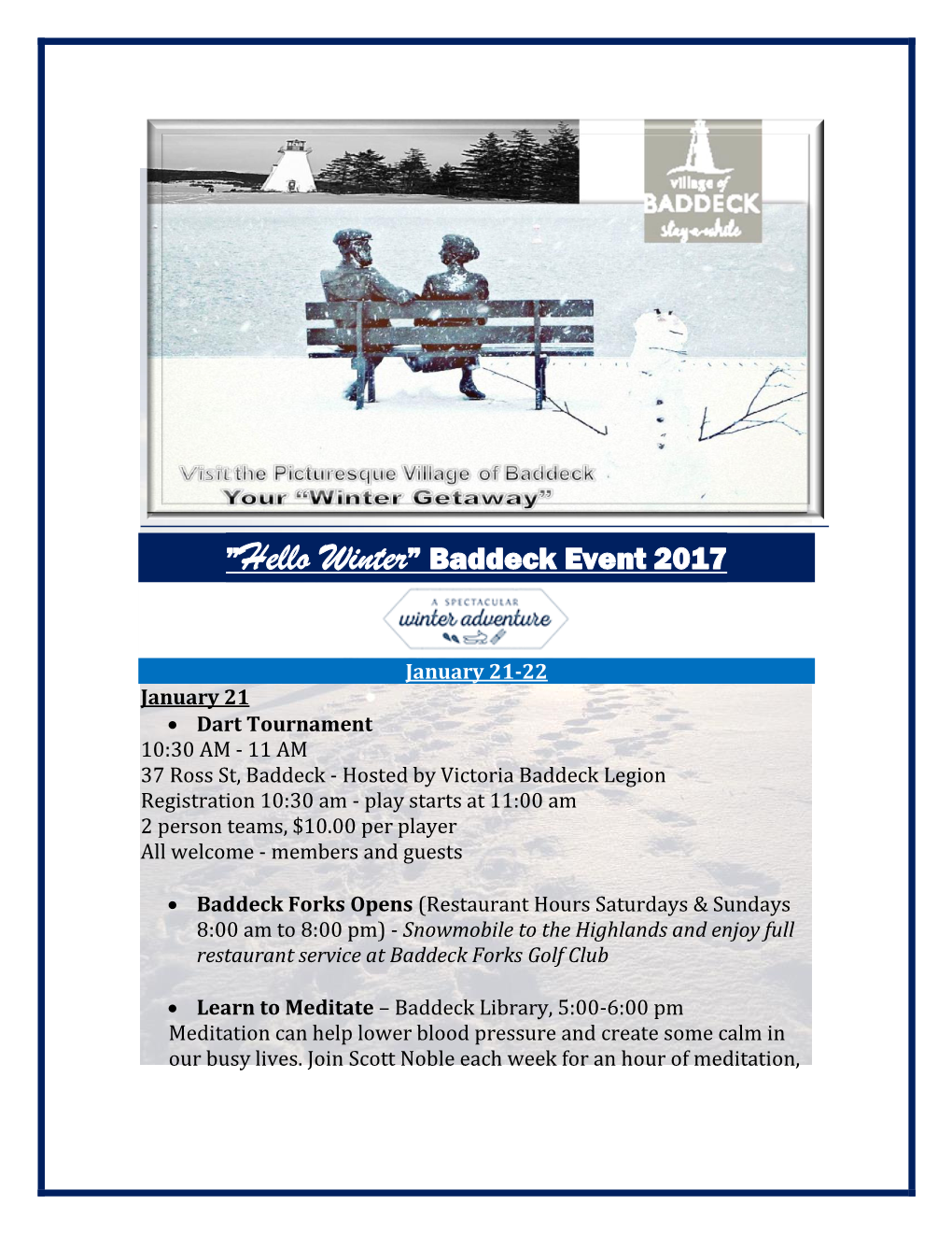 Hello Winter” Baddeck Event 2017