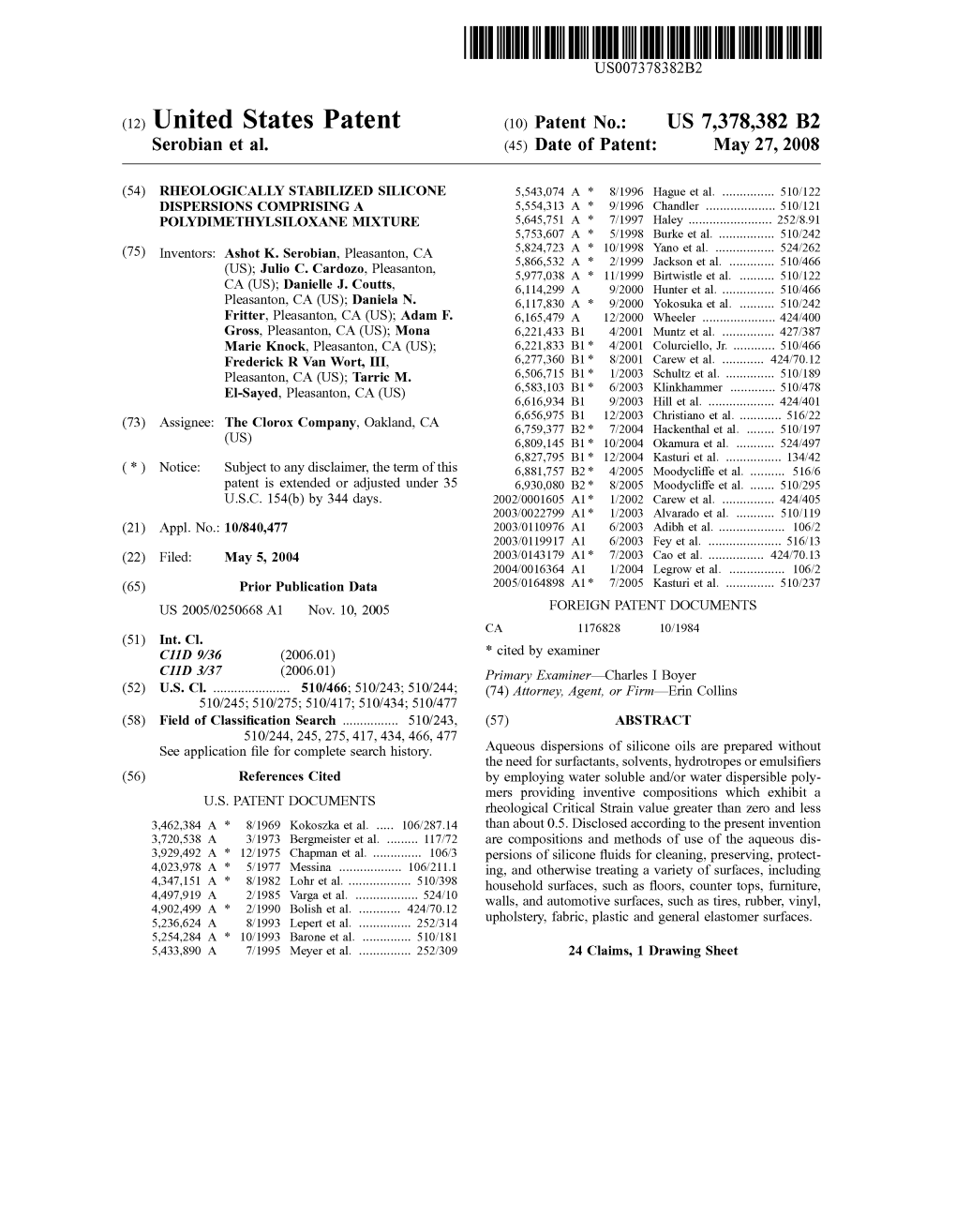 (12) United States Patent (10) Patent No.: US 7,378,382 B2 Serobian Et Al