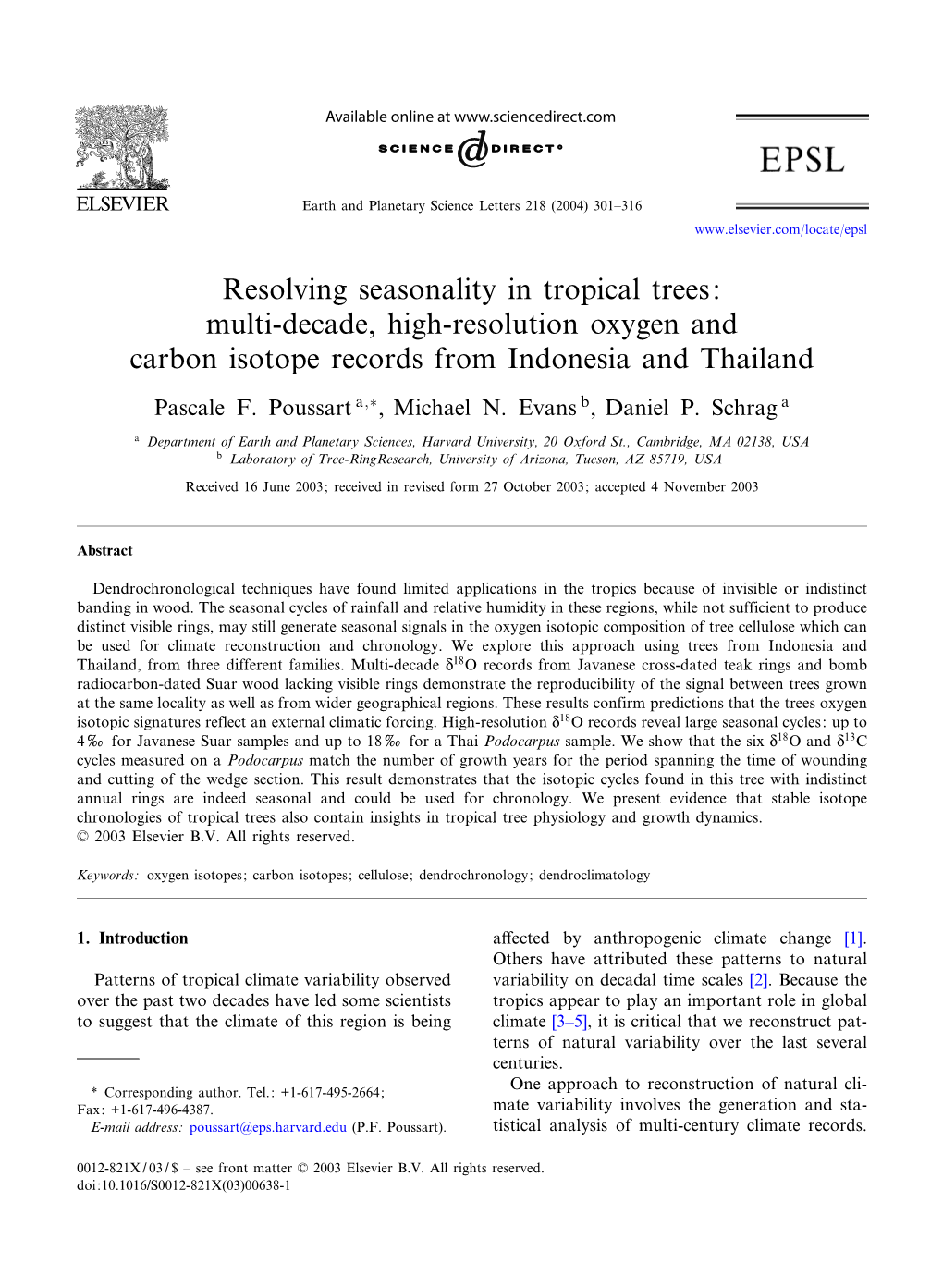 Resolving Seasonality in Tropical Trees: Multi-Decade, High-Resolution Oxygen and Carbon Isotope Records from Indonesia and Thailand