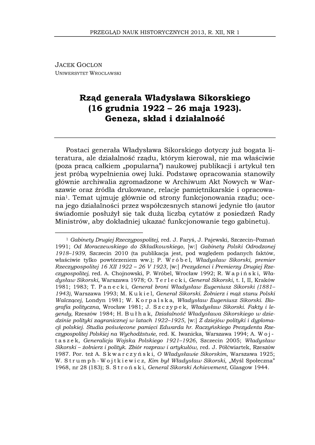 Rząd Generała Władysława Sikorskiego (16 Grudnia 1922–26