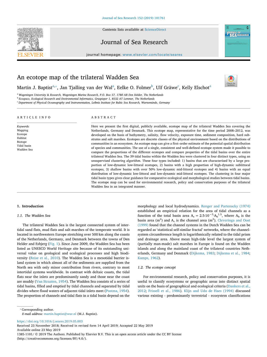 An Ecotope Map of the Trilateral Wadden Sea T ⁎ Martin J