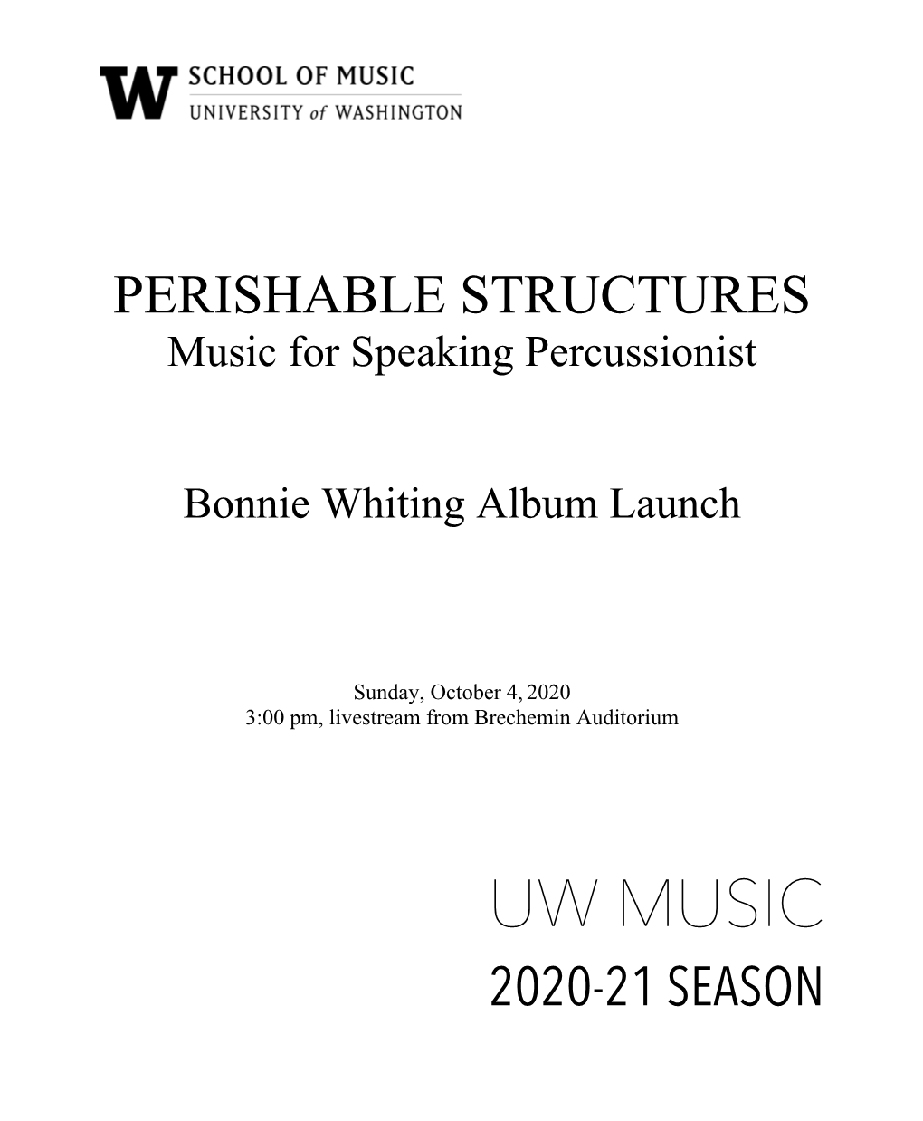 Uw Music 2020-21 Season