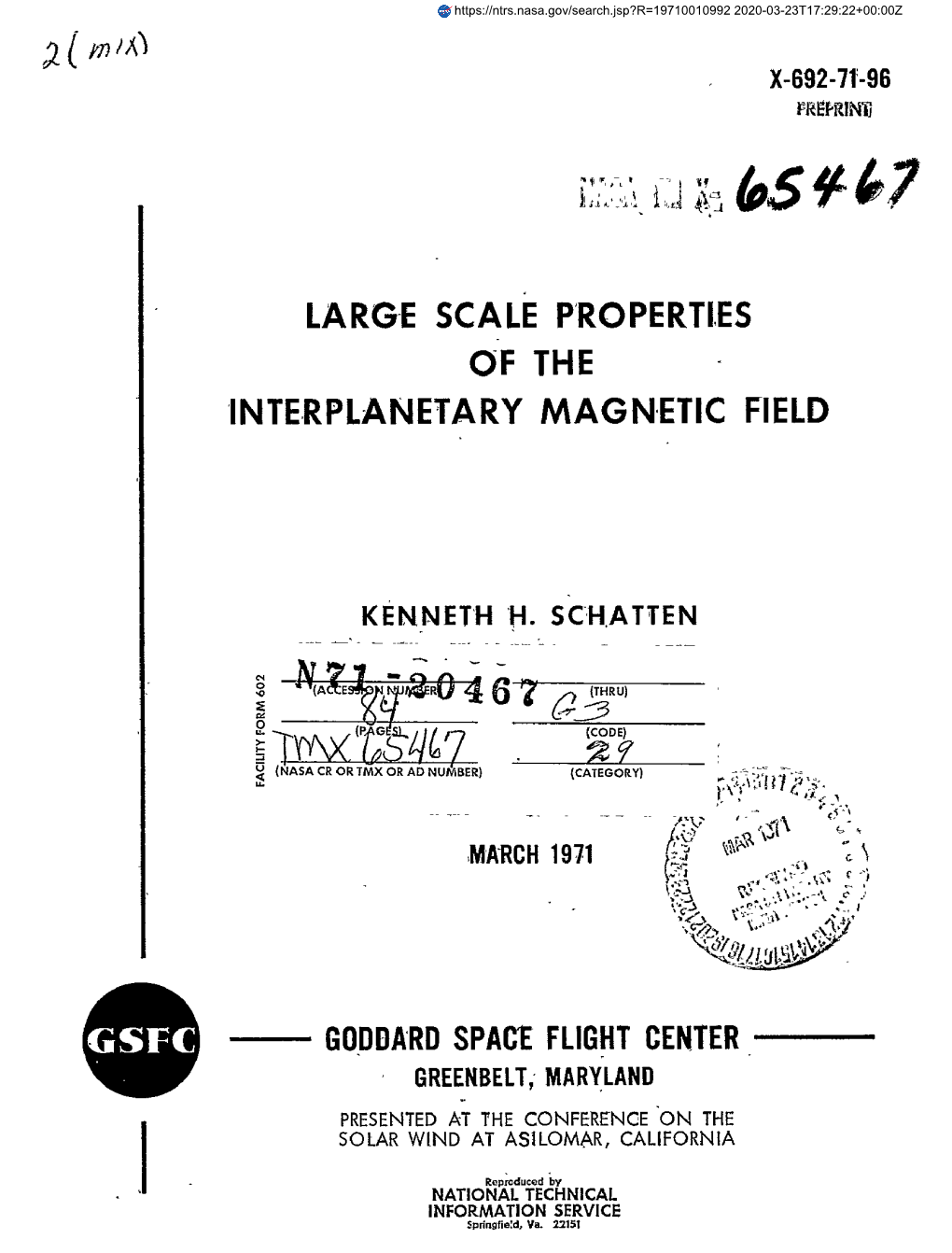 Large Scale Properties of the Interplanetary Magnetic Field