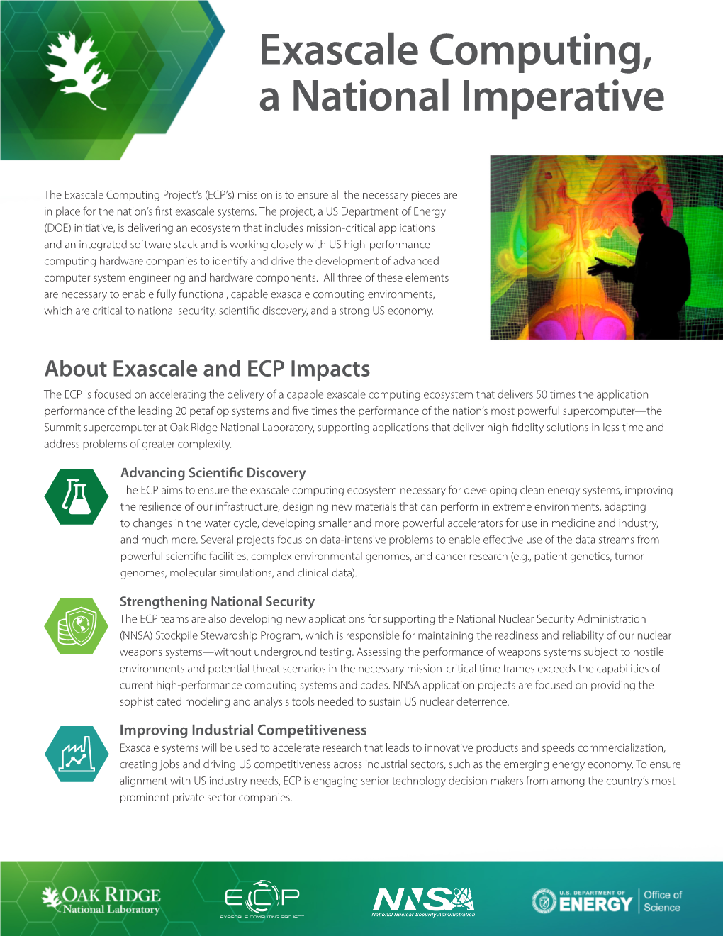 Exascale Computing Project’S (ECP’S) Mission Is to Ensure All the Necessary Pieces Are in Place for the Nation’S First Exascale Systems