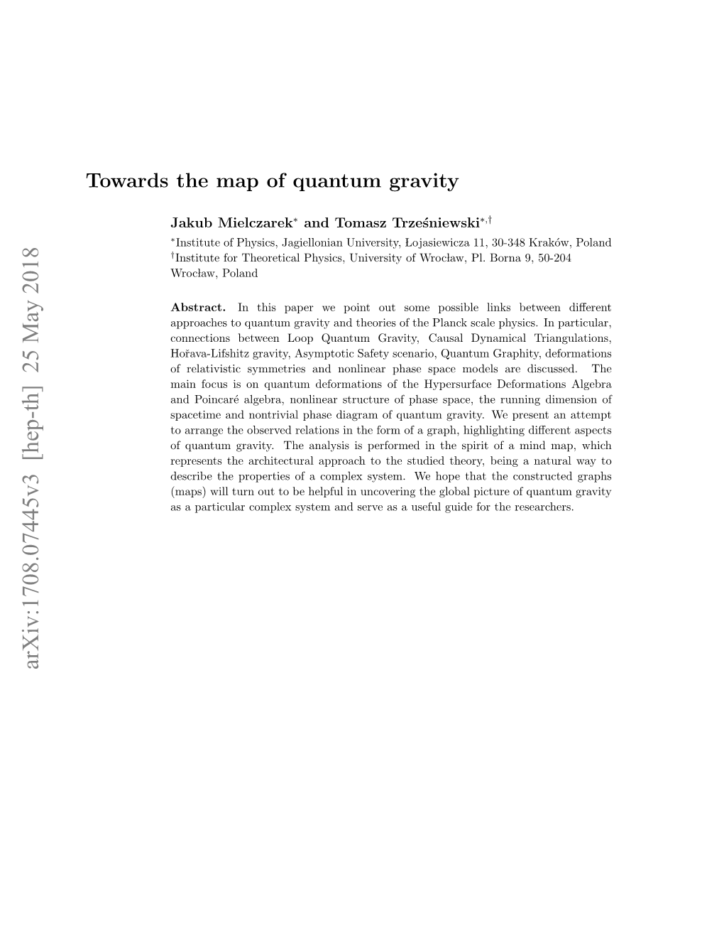 Towards the Map of Quantum Gravity