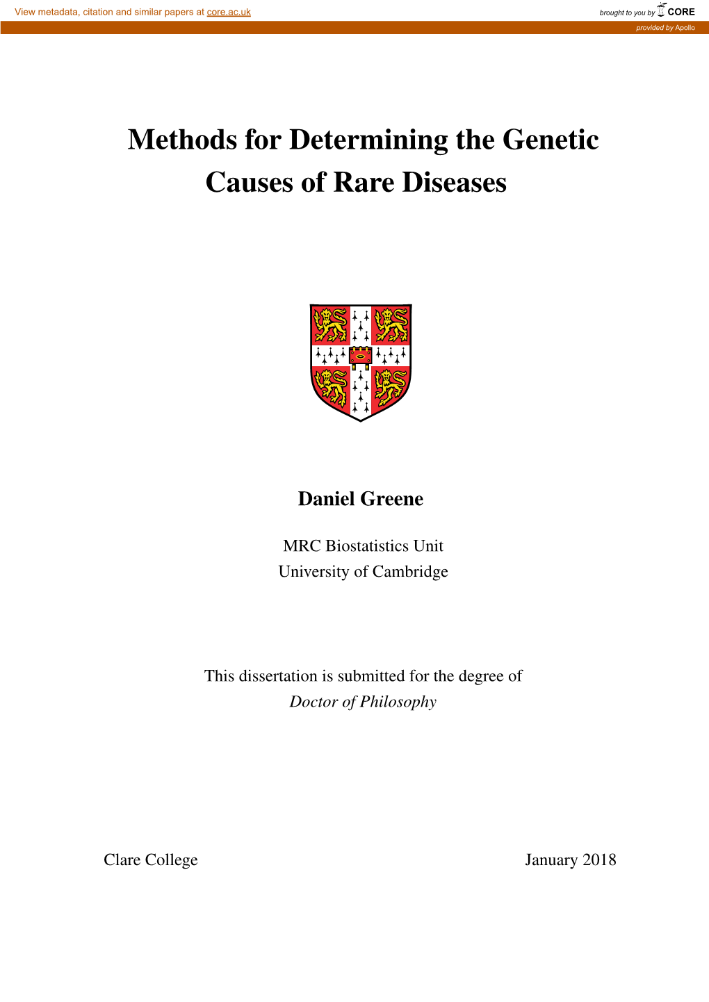 Methods for Determining the Genetic Causes of Rare Diseases