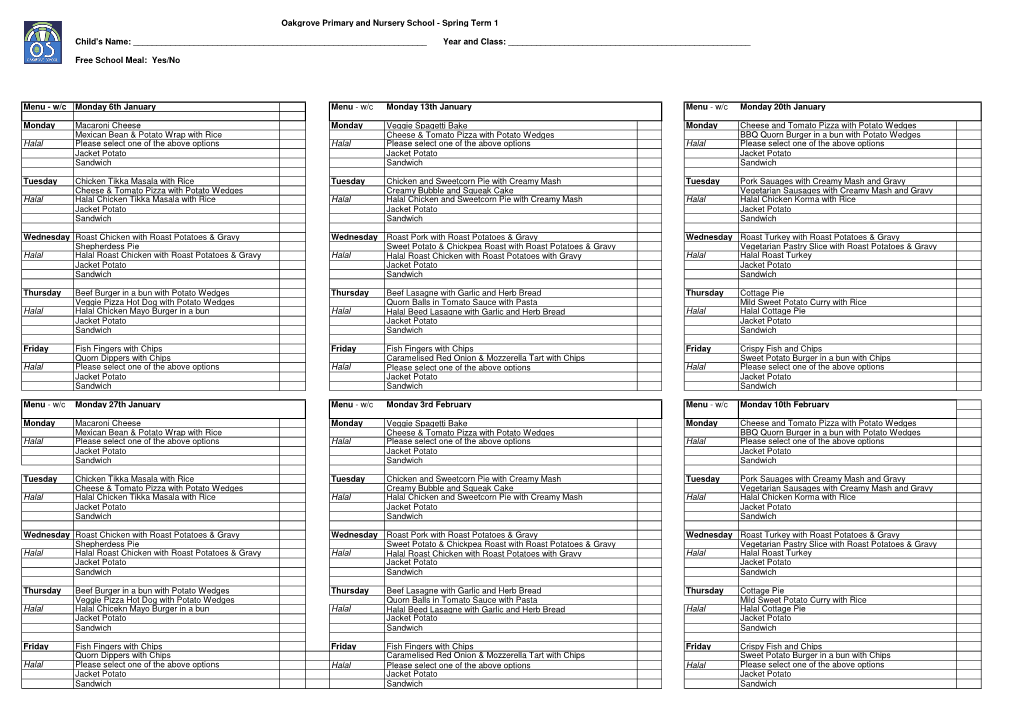 Oakgrove Primary and Nursery School - Spring Term 1