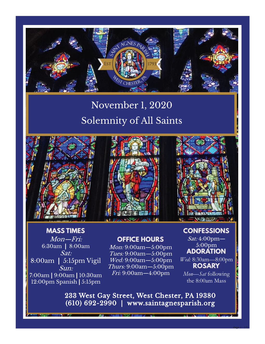 November 1, 2020 Solemnity of All Saints