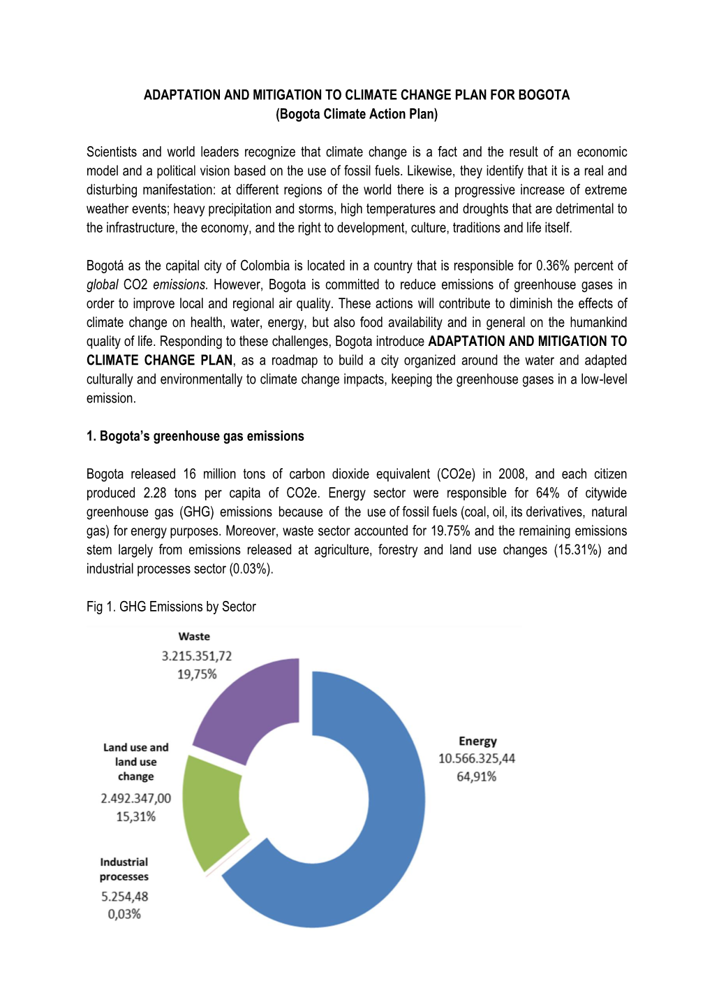 Bogota Climate Action Plan)