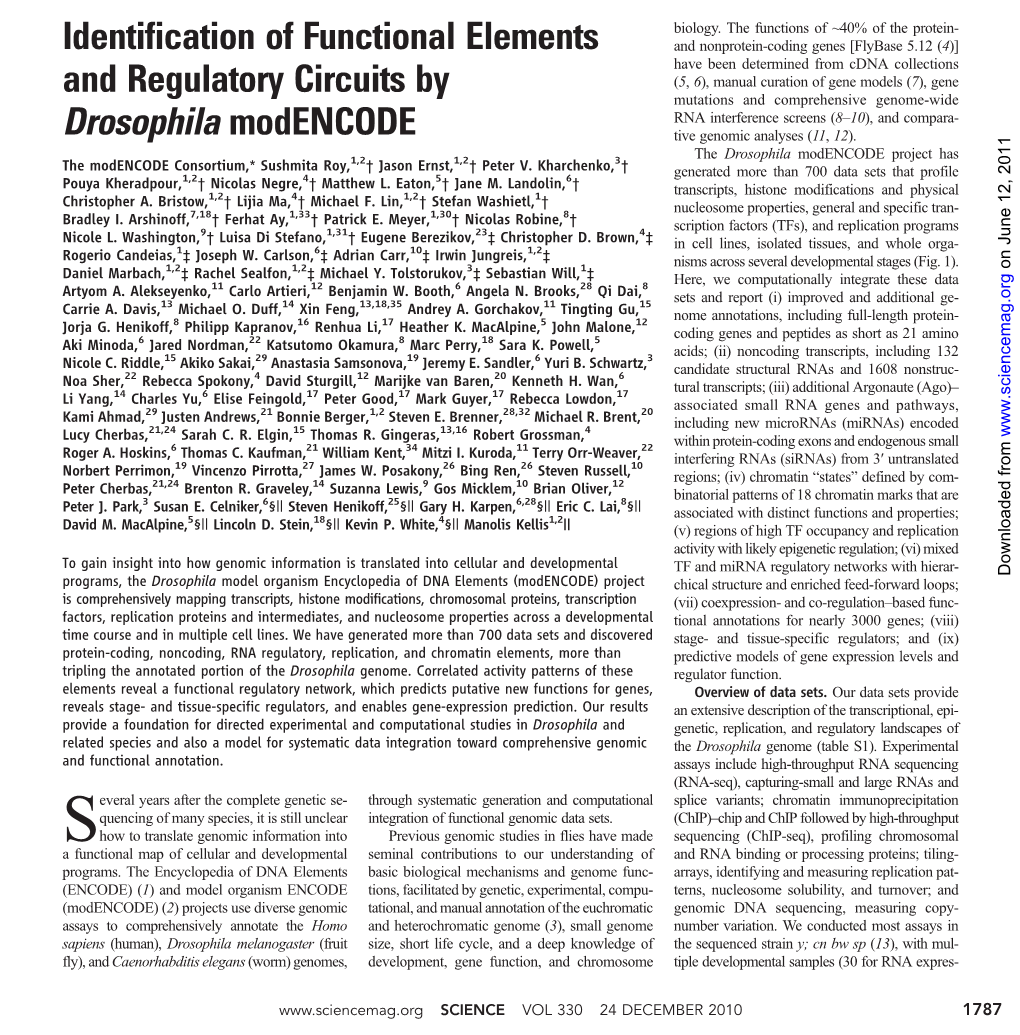 Identification of Functional Elements and Regulatory Circuits By