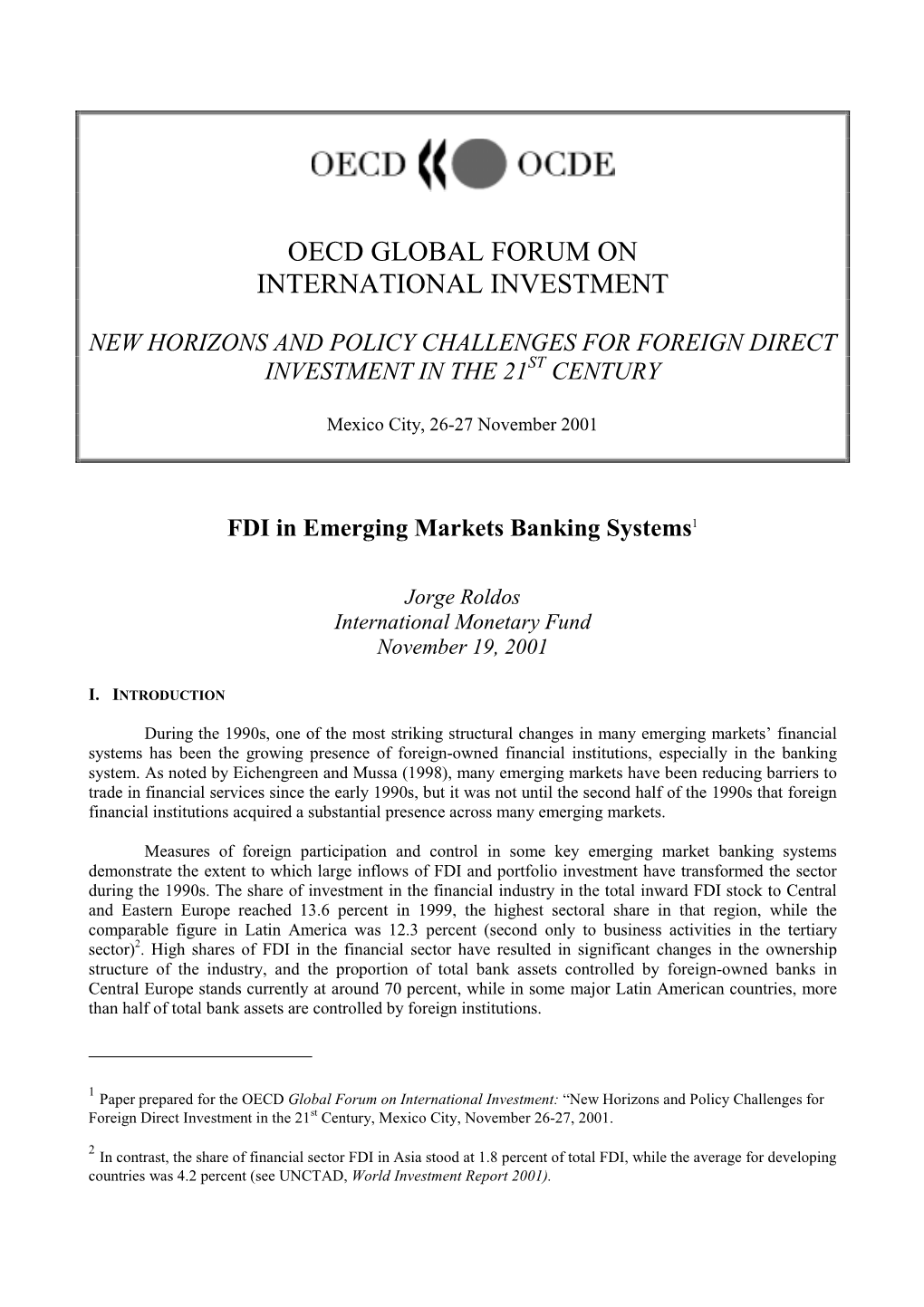 Oecd Global Forum on International Investment