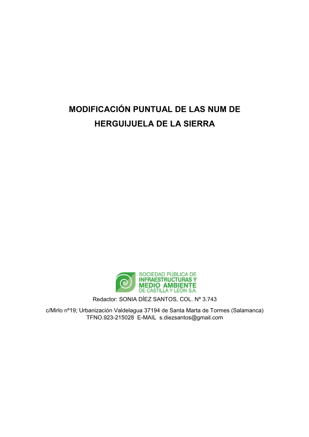 Modificación Puntual De Las Num De Herguijuela De La Sierra