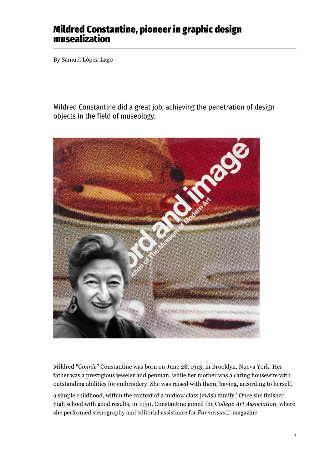 Mildred Constantine, Pioneer in Graphic Design Musealization