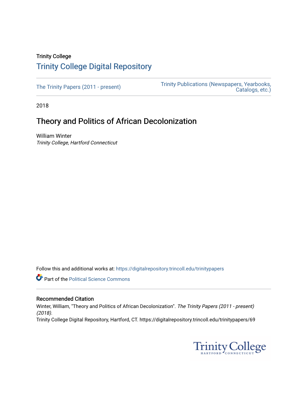 Theory and Politics of African Decolonization