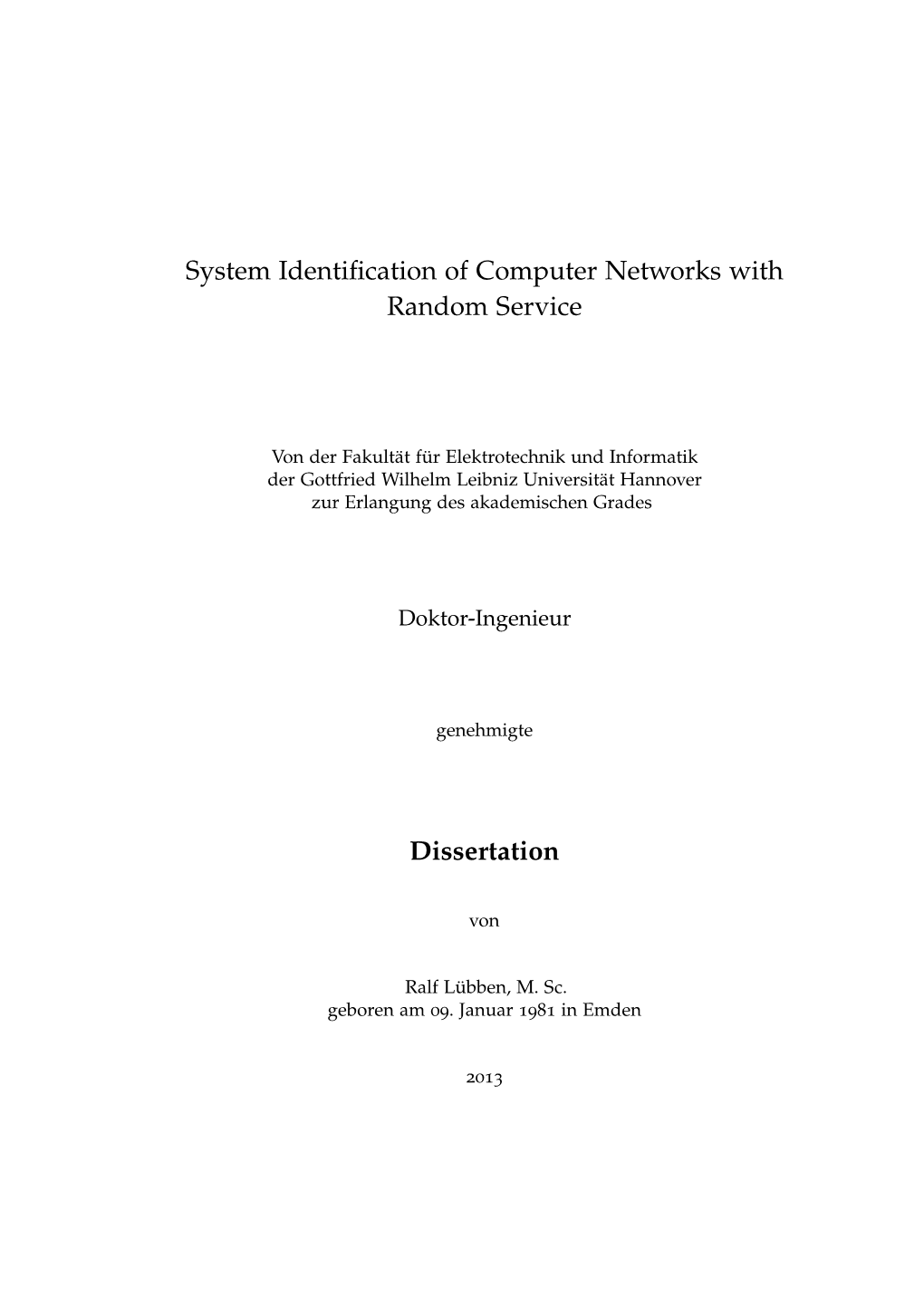 System Identification of Computer Networks with Random Service