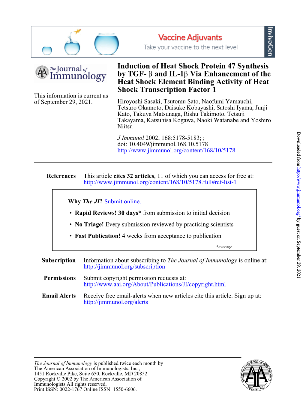 Shock Transcription Factor 1 Heat Shock Element Binding Activity Of