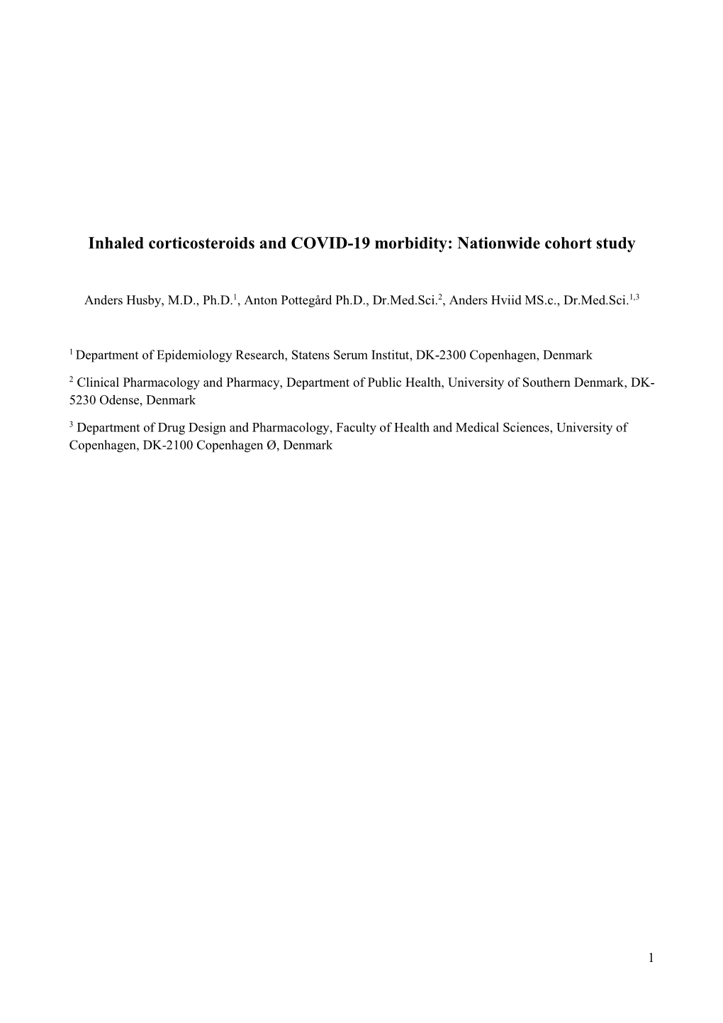 Inhaled Corticosteroids and COVID-19 Morbidity: Nationwide Cohort Study