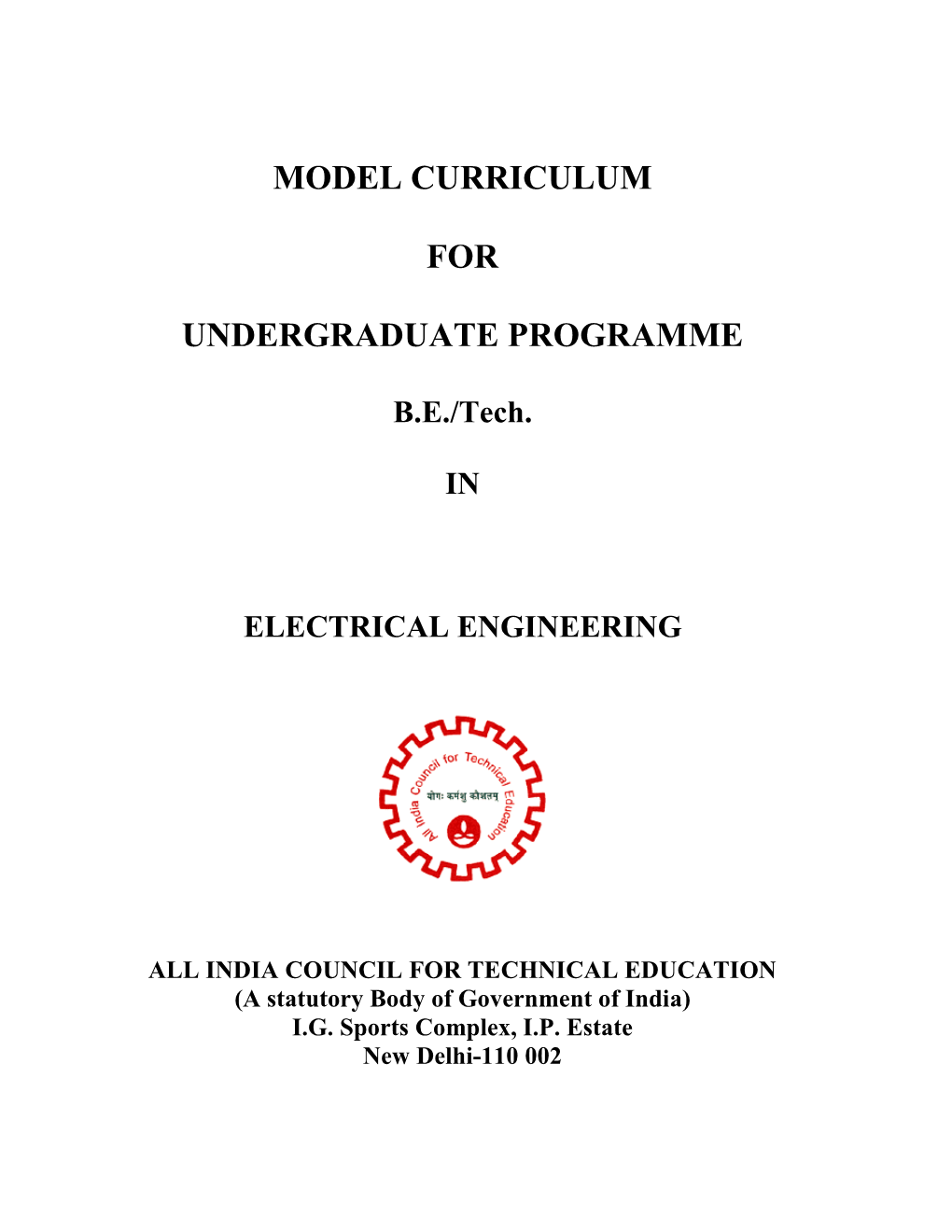 Model Curriculum for Undergraduate Programme