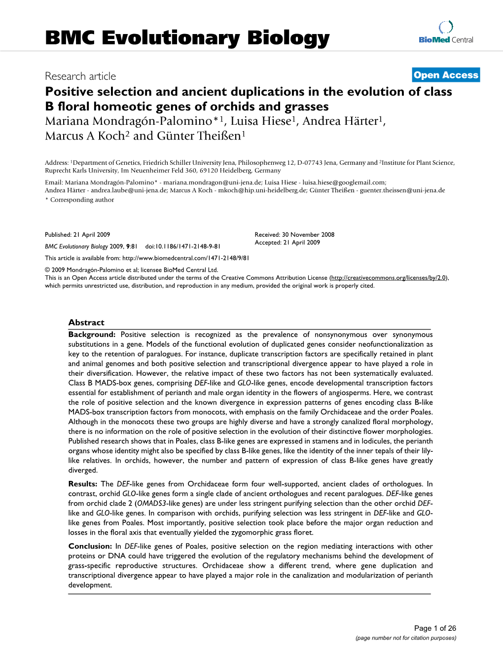 Positive Selection and Ancient Duplications in the Evolution Of