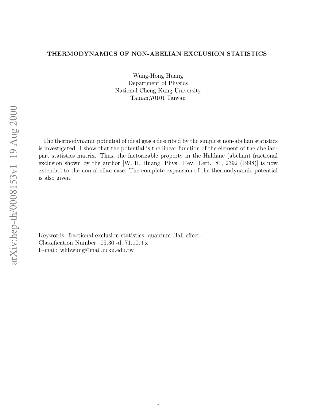 Thermodynamics of Non-Abelian Exclusion Statistics