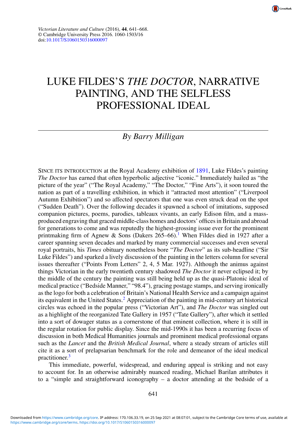 Luke Fildes's the Doctor, Narrative Painting, and The