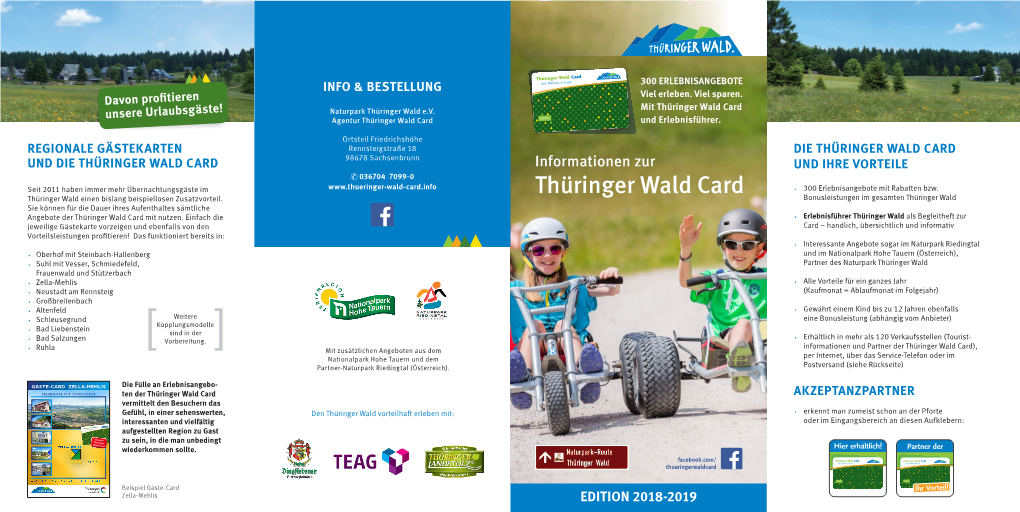 Thüringer Wald Card Unsere Urlaubsgäste! Agentur Thüringer Wald Card 00001 Und Erlebnisführer