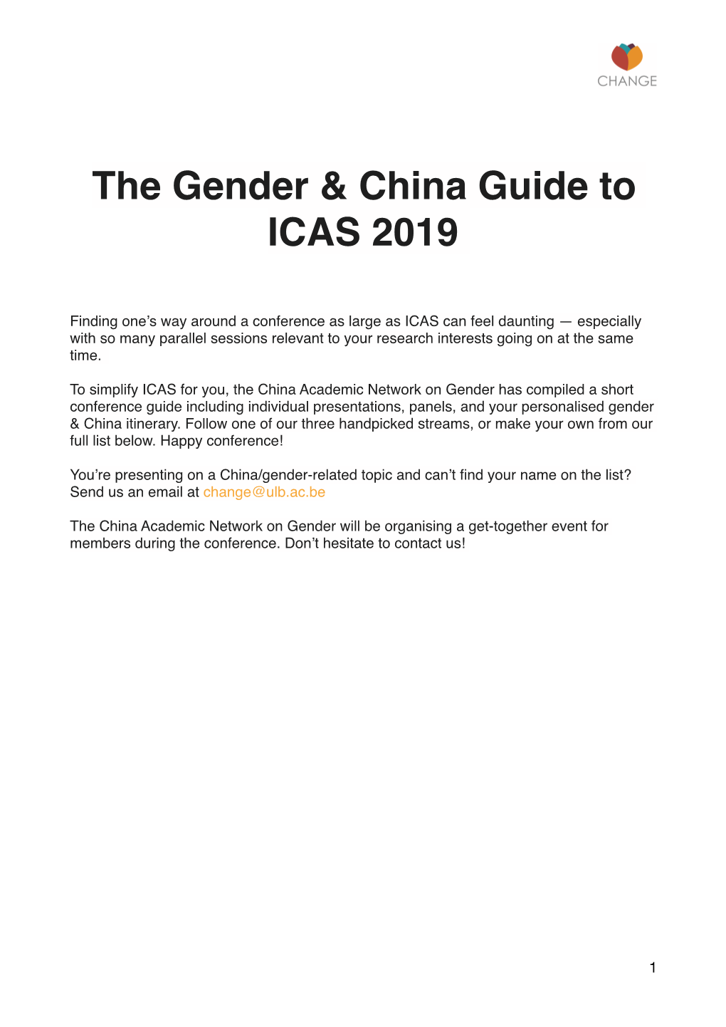 ICAS Gender and China Streams CHANGE