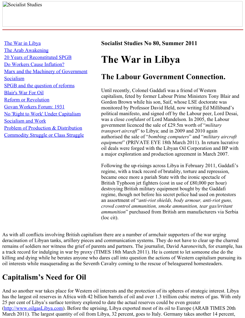 The War in Libya